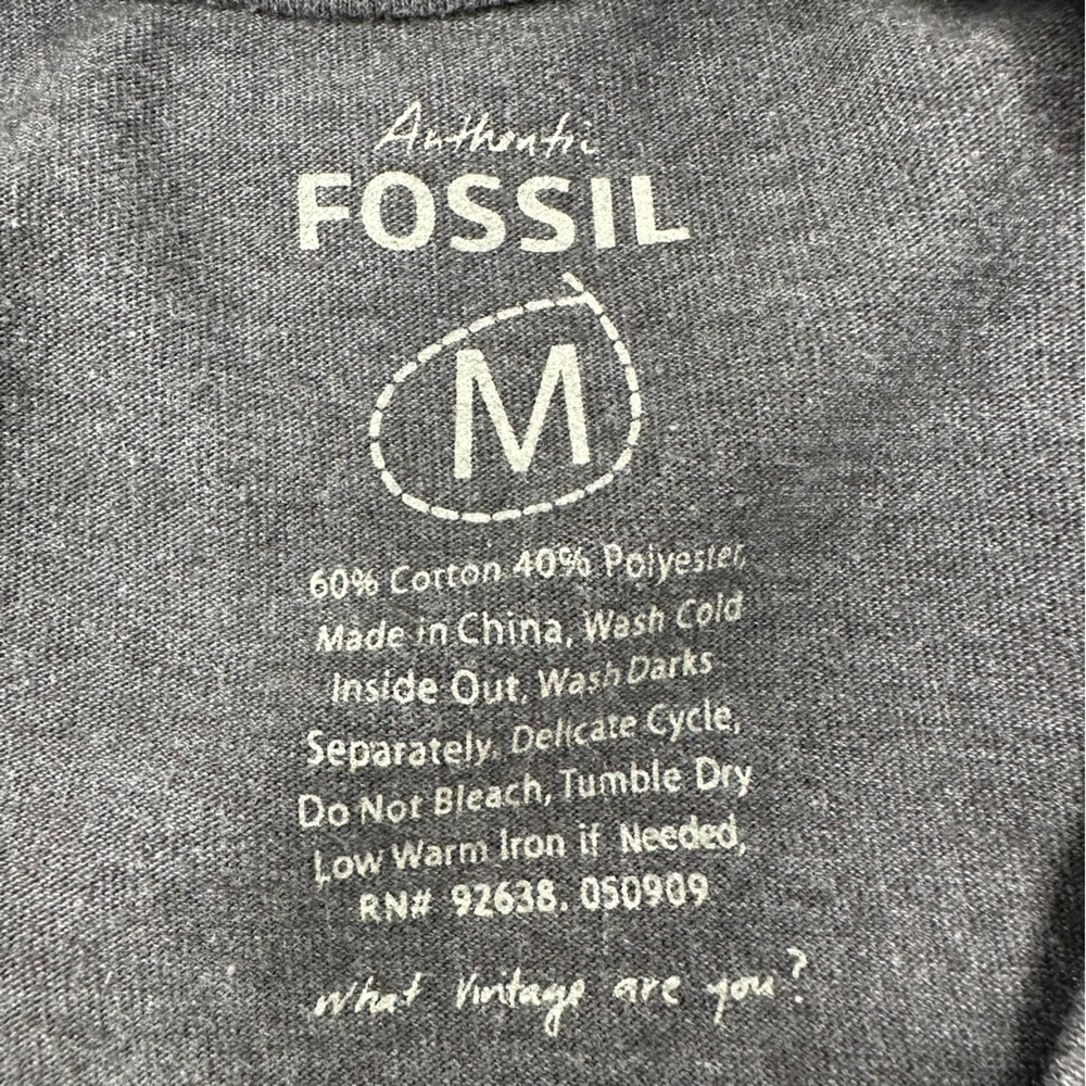 Fossil ‘Rock is Dead’ Crewneck Short Sleeve T-shirt Gray Size M - Picture 5 of 5